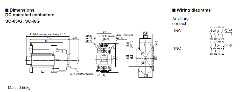 SC-03 110V 9A 4kW NO - Contactor Fuji Kích thước chuẩn SC-03 AC110V Fuji contactor