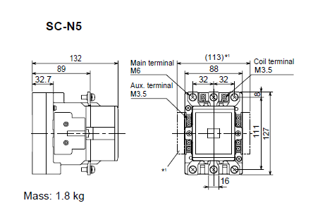 SC-N5A 110V 105A 55kW 2NO+2NC - Contactor Fuji Kích thước chuẩn SC-N5A 110AC Fuji contactor